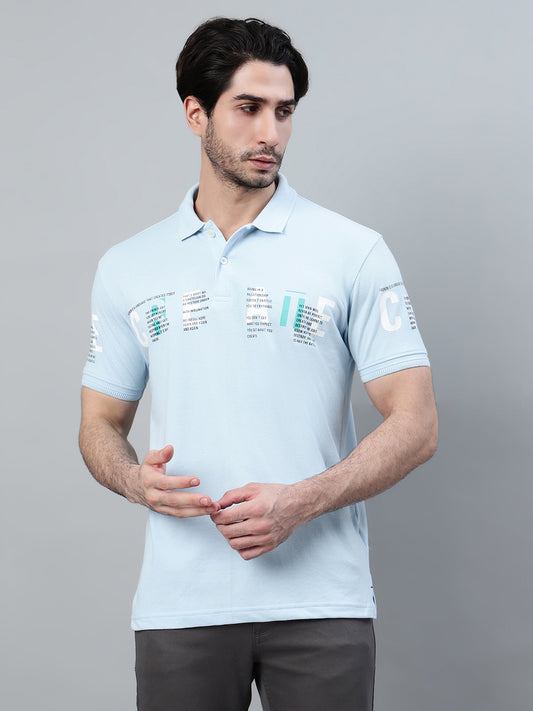T-Shirt for Men | Breathable & Soft with Color Fastness Regular Fit Polo Neck Poly Cotton Fabric Printed Pattern