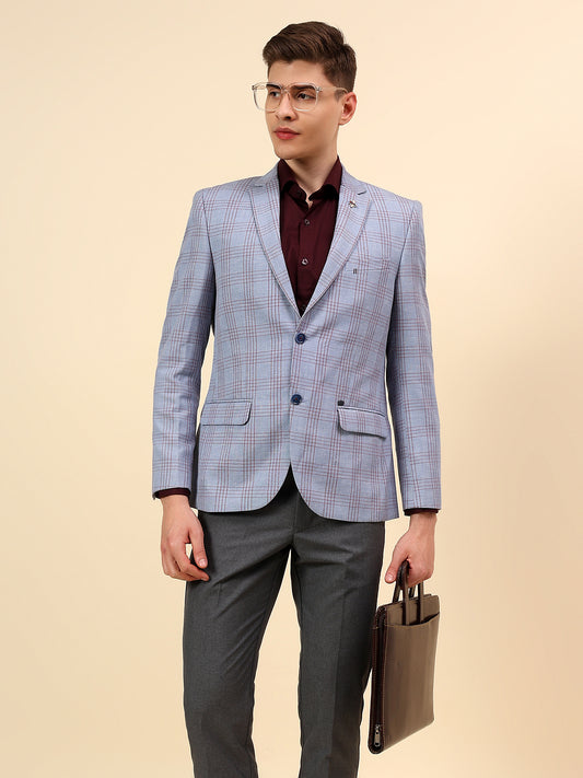 Blazer for Men | Premium Casual Blazer Slim Fit Notched Collar Poly Viscose Fabric Check Pattern