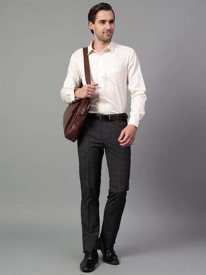 Formal Trouser for Men | Breathable & Soft with Color Fastness Regular Fit Poly Viscose Fabric Checkered Pattern Hook & Eye Closure