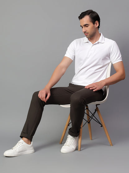 Casual Trouser for Men | Breathable & Soft with Color Fastness Regular Fit Cotton Blend Fabric Solid Pattern Button Closure