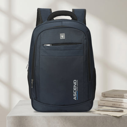 32 Litre Laptop Backpack Upto 18 inchs Laptop for School, Office, College & Travel Bag for Men and Women (Blue) | 3 Compartments, Side Pocket, Padded Shoulder Strap, Smooth-Glide Zippers