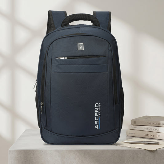 32 Litre Laptop Backpack Upto 18 inchs Laptop for School, Office, College & Travel Bag for Men and Women (Blue) | 3 Compartments, Side Pocket, Padded Shoulder Strap, Smooth-Glide Zippers