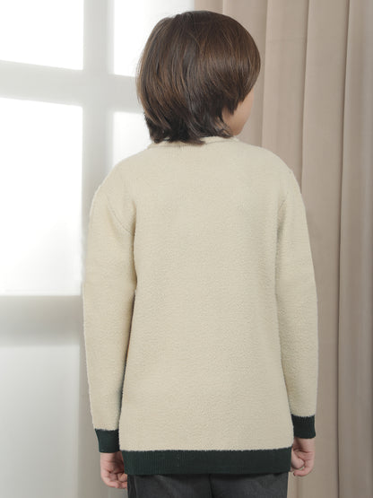 Casual Sweater for Kids l Breathable & Soft with Color Fastness Regular Fit Round Neck Colourblocked Pattern Woolen Fabric