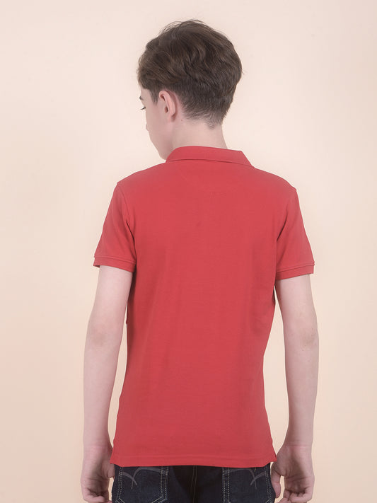 Casual T-Shirt for Boys l Breathable & Soft with Color Fastness Regular Fit Polo Neck Polycotton Fabric ColourBlocked Pattern