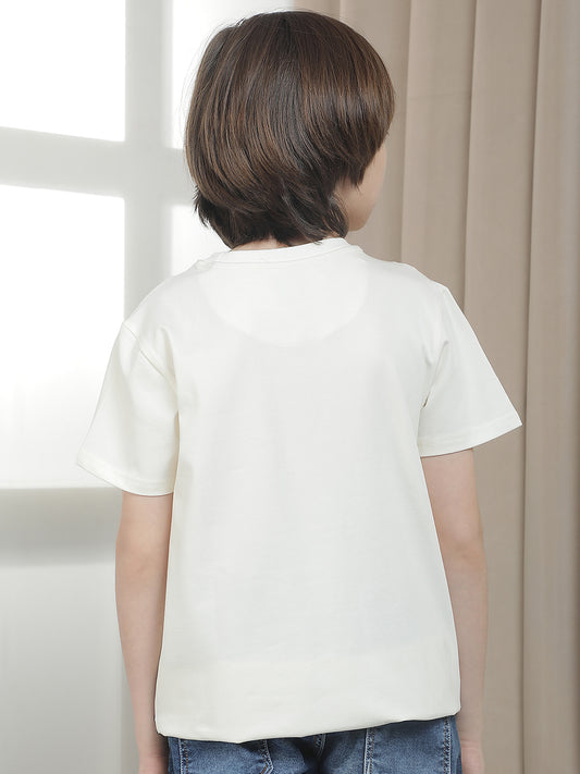 Casual T-Shirt for Boys l Breathable & Soft with Color Fastness Regular Fit Round Neck Cotton Blend Fabric ColourBlocked Pattern