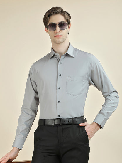 Formal Shirt for Men l Breathable & Soft with Color Fastness Regular Fit Cotton Blend Fabric Solid Pattern