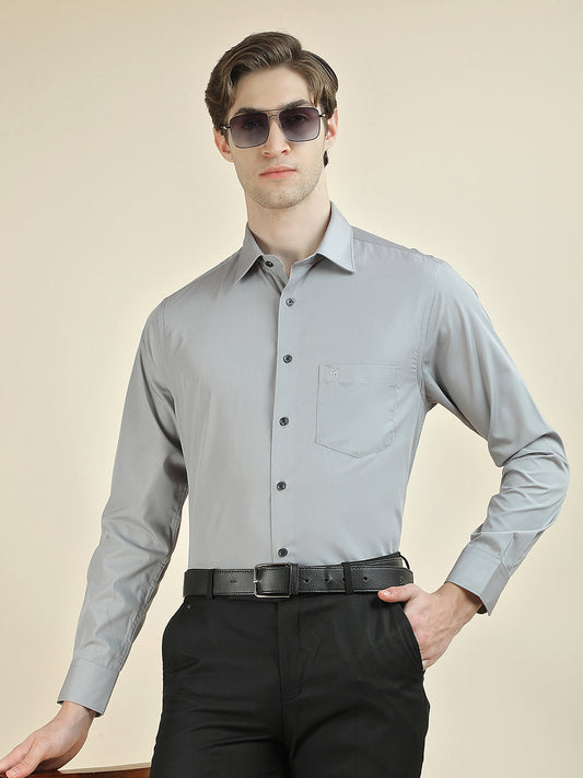 Formal Shirt for Men l Breathable & Soft with Color Fastness Regular Fit Cotton Blend Fabric Solid Pattern