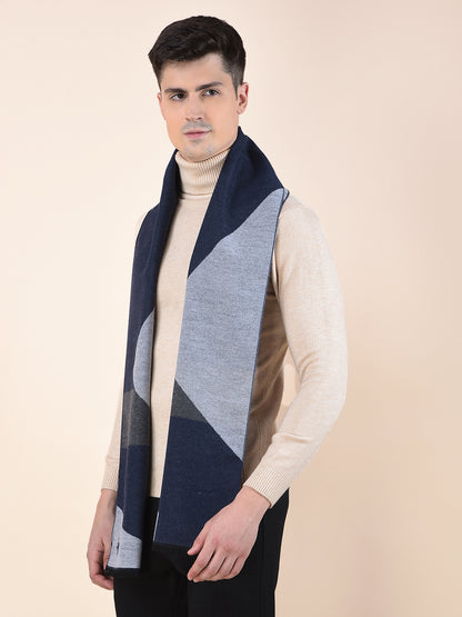 Men Navy Checkered Winter Warm Casual Muffler