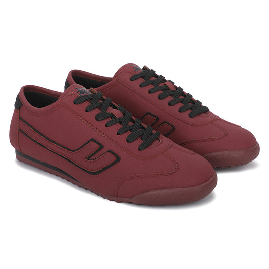 Men's Maroon Colorblock Casual Sneakers