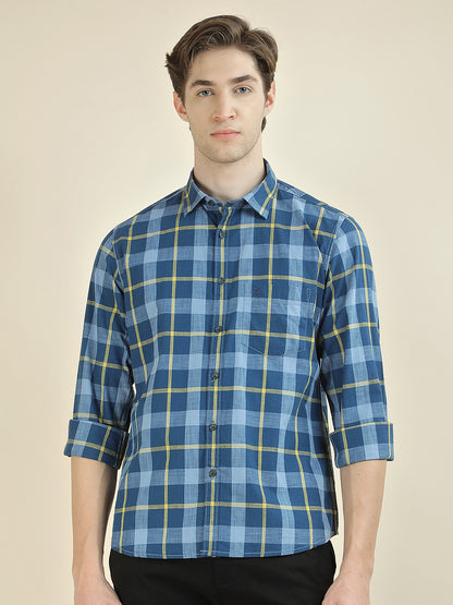 Casual Shirt for Men l Breathable & Soft with Color Fastness Slim Fit Pure Cotton Fabric Checkered Pattern