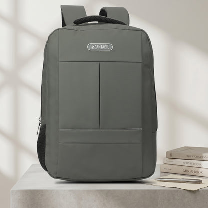 Cantabil 15 Litre Laptop Backpack Upto 18 inchs Laptop for School, Office, College & Travel Bag for Men and Women (Grey) | 2 Compartments, Side Pocket, Padded Shoulder Strap, Smooth-Glide Zippers
