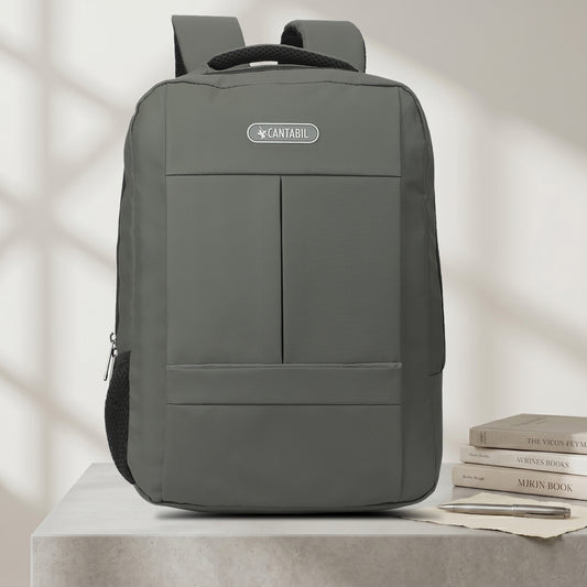 Cantabil 15 Litre Laptop Backpack Upto 18 inchs Laptop for School, Office, College & Travel Bag for Men and Women (Grey) | 2 Compartments, Side Pocket, Padded Shoulder Strap, Smooth-Glide Zippers