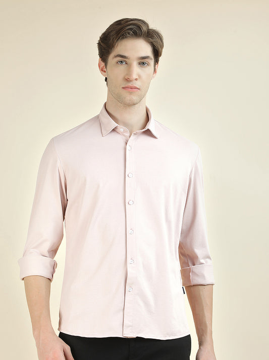 Casual Shirt for Men l Breathable & Soft with Color Fastness Slim Fit Polyester Fabric Self Design Pattern