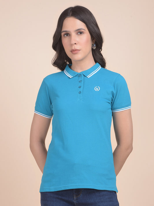 T-Shirt for Women | Breathable & Soft with Color Fastness Regular Fit Polo Neck Poly Cotton Fabric Solid Pattern