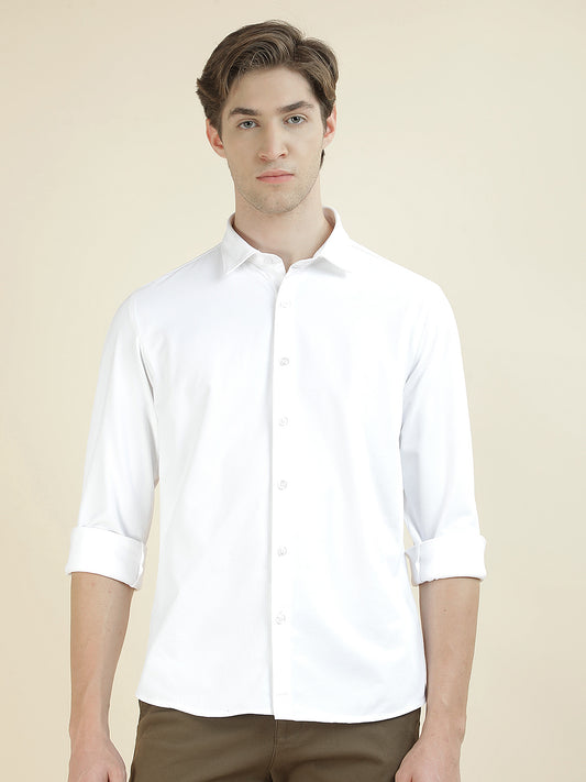 Casual Shirt for Men l Breathable & Soft with Color Fastness Slim Fit Polyester Fabric Self Design Pattern