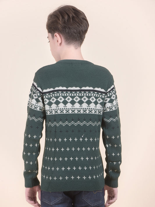 Casual Sweater for Kids l Breathable & Soft with Color Fastness Regular Fit Round Neck Woven Pattern Woolen Fabric