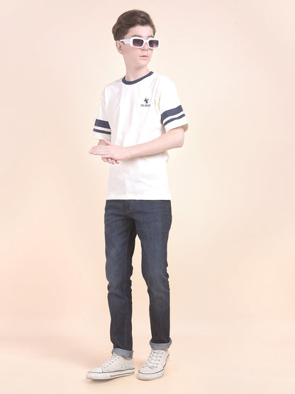 Casual T-Shirt for Boys l Breathable & Soft with Color Fastness Regular Fit Round Neck Polycotton Fabric Printed Pattern