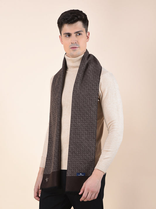 Men Brown Printed Winter Warm Casual Muffler