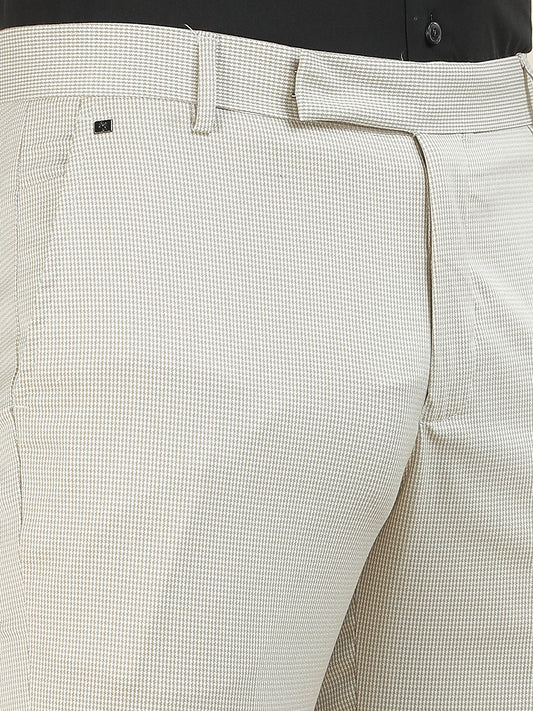 Formal Trouser for Men | Breathable & Soft with Color Fastness Regular Fit Cotton Blend Fabric Checkered Pattern Hook & Bar Closure