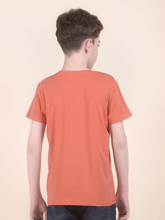 Casual T-Shirt for Boys l Breathable & Soft with Color Fastness Regular Fit Round Neck Cotton Blend Fabric Printed Pattern