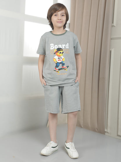 Casual Bermuda for Boys l Breathable & Soft with Color Fastness Regular Fit Poly Cotton Fabric Drawstring Closure Striped Pattern