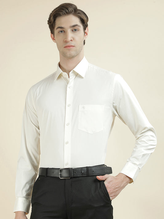 Formal Shirt for Men l Breathable & Soft with Color Fastness Slim Fit Cotton Blend Fabric Solid Pattern