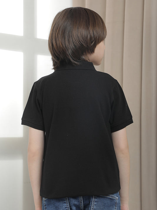 Casual T-Shirt for Boys l Breathable & Soft with Color Fastness Regular Fit Polo Neck Polycotton Fabric Embroidered Pattern