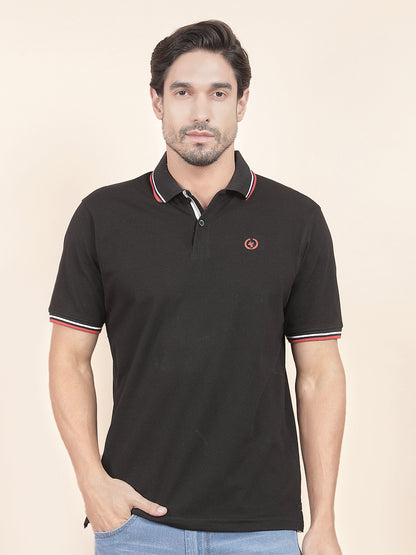 T-Shirt for Men | Breathable & Soft with Color Fastness Regular Fit Polo Neck Poly Cotton Fabric Solid Pattern