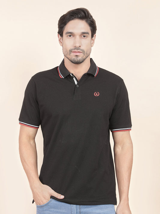 T-Shirt for Men | Breathable & Soft with Color Fastness Regular Fit Polo Neck Poly Cotton Fabric Solid Pattern