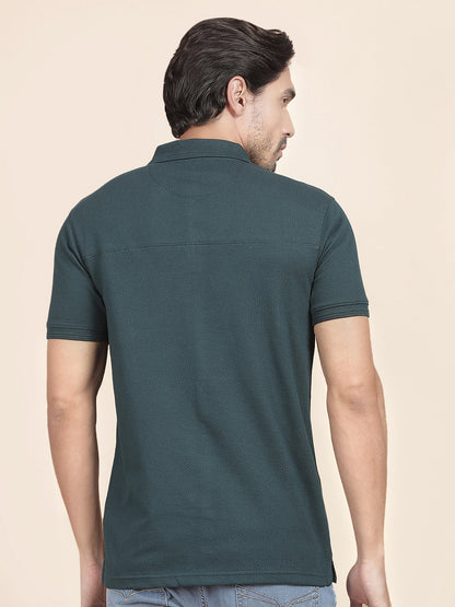 T-Shirt for Men | Breathable & Soft with Color Fastness Regular Fit Polo Neck Poly Cotton Fabric Solid Pattern