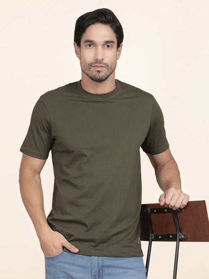 T-Shirt for Men | Breathable & Soft with Color Fastness Regular Fit Round Neck Poly Cotton Fabric Solid Pattern
