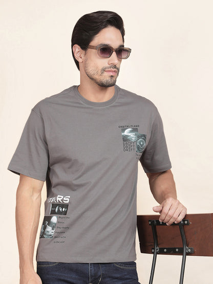 T-Shirt for Men | Breathable & Soft with Color Fastness Regular Fit Round Neck Poly Cotton Fabric Printed Pattern