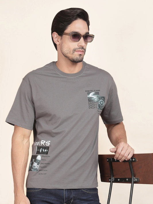T-Shirt for Men | Breathable & Soft with Color Fastness Regular Fit Round Neck Poly Cotton Fabric Printed Pattern