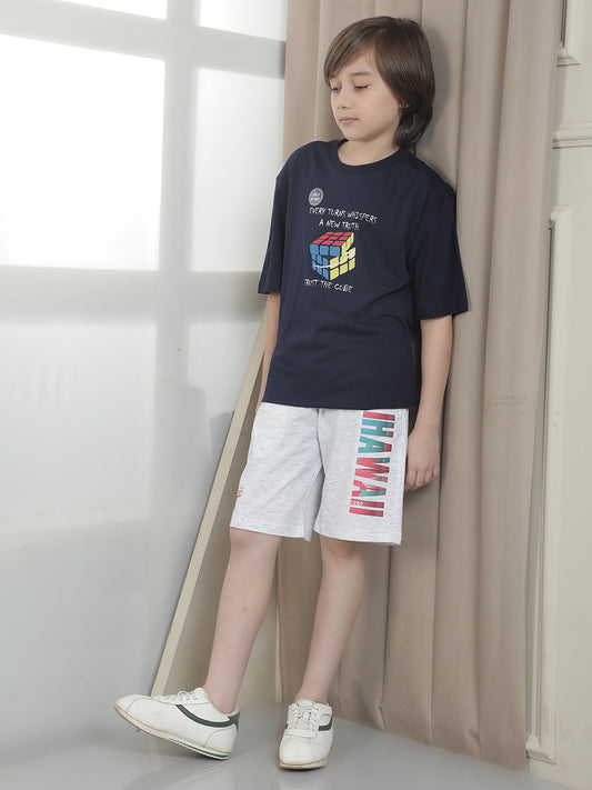 Casual Bermuda for Boys l Breathable & Soft with Color Fastness Regular Fit Poly Cotton Fabric Drawstring Closure Printed Pattern