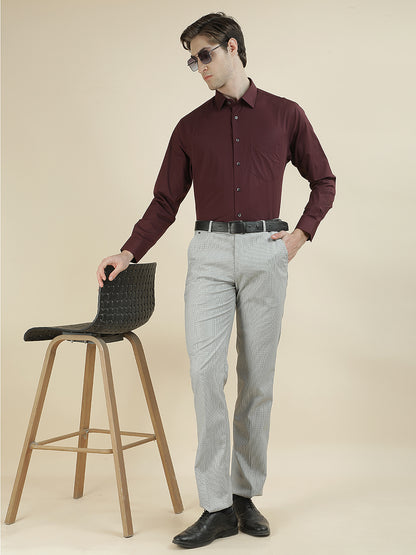 Formal Trouser for Men | Breathable & Soft with Color Fastness Regular Fit Cotton Blend Fabric Checkered Pattern Hook & Bar Closure