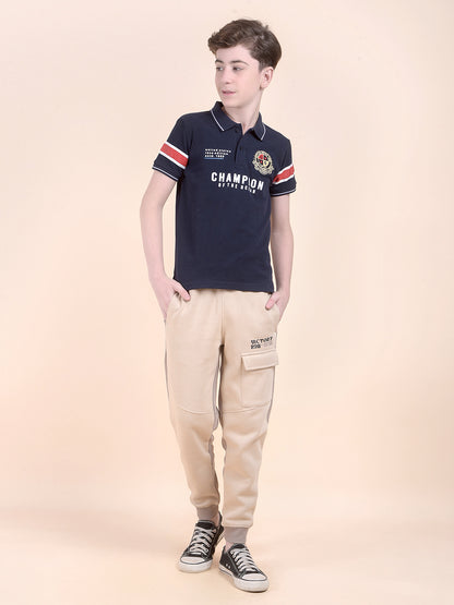 Casual Trackpant for Boys l Breathable & Soft with Color Fastness Regular Fit Fleece Fabric CUT N SEW Pattern Drawstring Closure