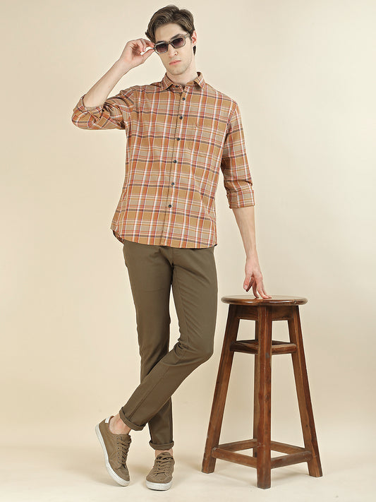 Casual Shirt for Men l Breathable & Soft with Color Fastness Slim Fit Pure Cotton Fabric Checkered Pattern
