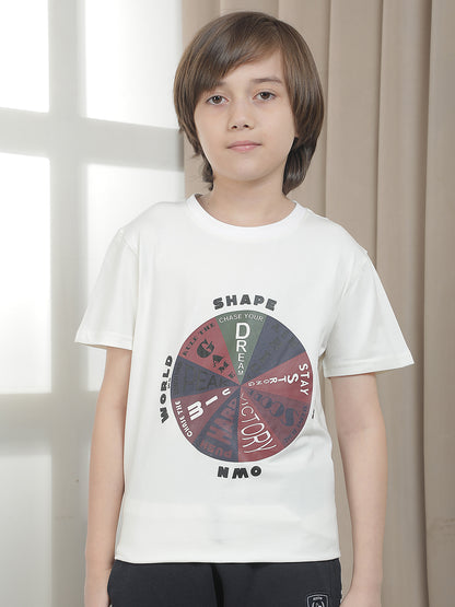 Casual T-Shirt for Boys l Breathable & Soft with Color Fastness Regular Fit Round Neck Cotton Blend Fabric Printed Pattern