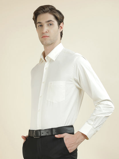Formal Shirt for Men l Breathable & Soft with Color Fastness Slim Fit Cotton Blend Fabric Solid Pattern