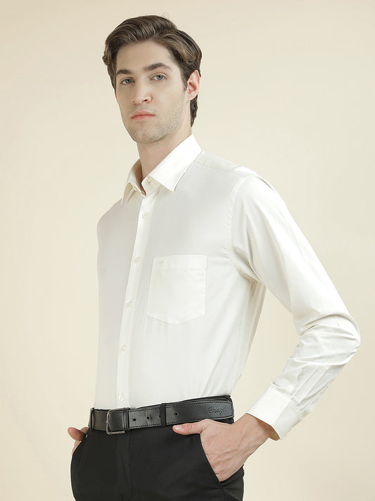 Formal Shirt for Men l Breathable & Soft with Color Fastness Slim Fit Cotton Blend Fabric Solid Pattern