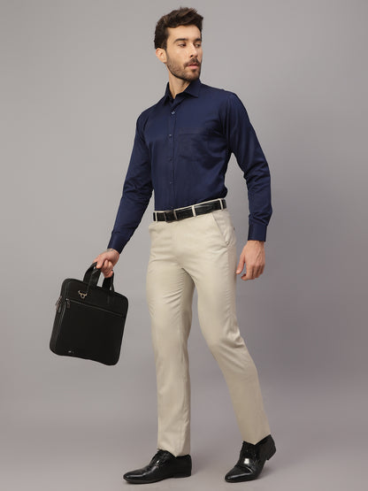 Men's Formal Flat front Fawn  Trousers