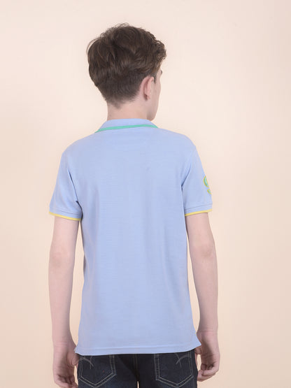 Casual T-Shirt for Boys l Breathable & Soft with Color Fastness Regular Fit Polo Neck Polycotton Fabric Printed Pattern