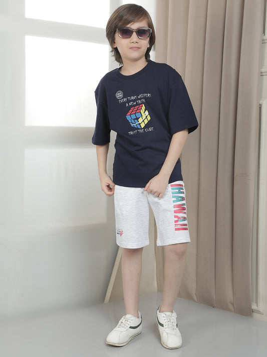 Casual Bermuda for Boys l Breathable & Soft with Color Fastness Regular Fit Poly Cotton Fabric Drawstring Closure Printed Pattern