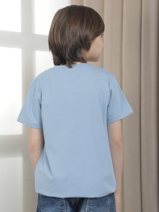 Casual T-Shirt for Boys l Breathable & Soft with Color Fastness Regular Fit Round Neck Cotton Blend Fabric Printed Pattern