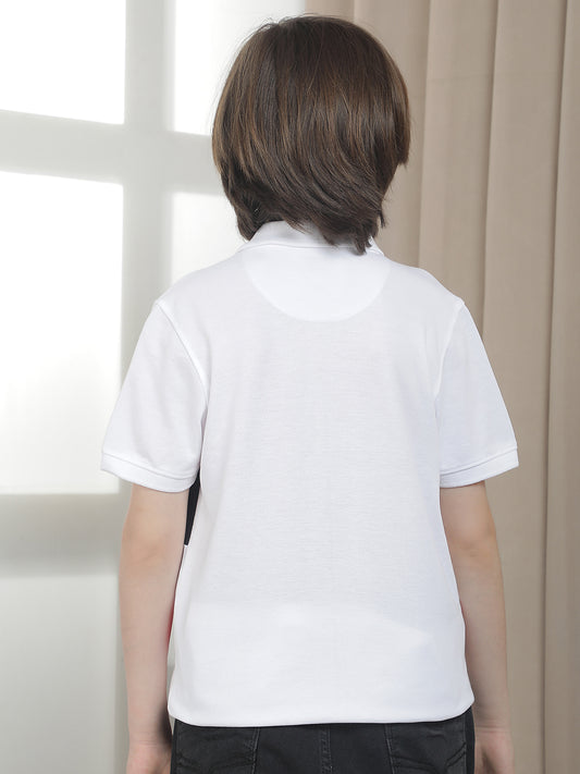 Casual T-Shirt for Boys l Breathable & Soft with Color Fastness Regular Fit Polo Neck Polycotton Fabric Colourblocked Pattern
