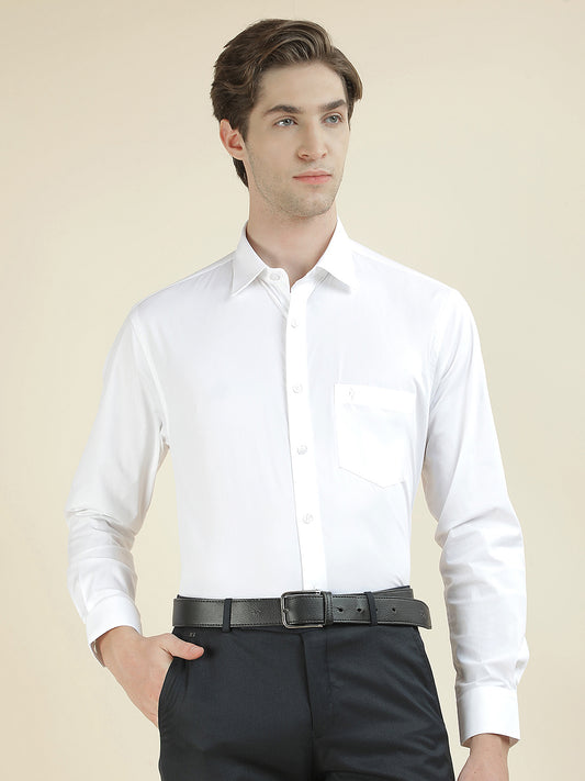 Formal Shirt for Men l Breathable & Soft with Color Fastness Slim Fit Cotton Blend Fabric Solid Pattern