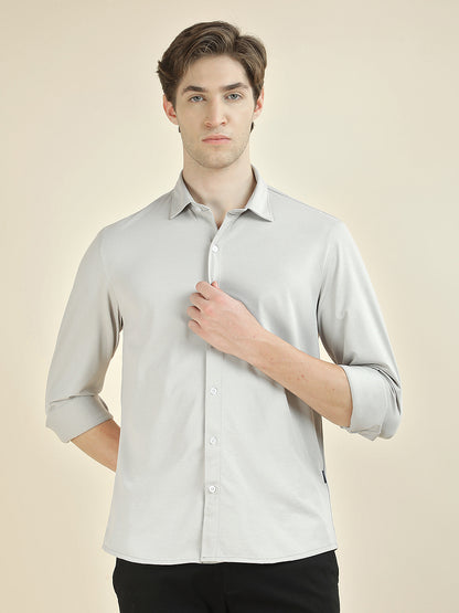 Casual Shirt for Men l Breathable & Soft with Color Fastness Slim Fit Polyester Fabric Self Design Pattern