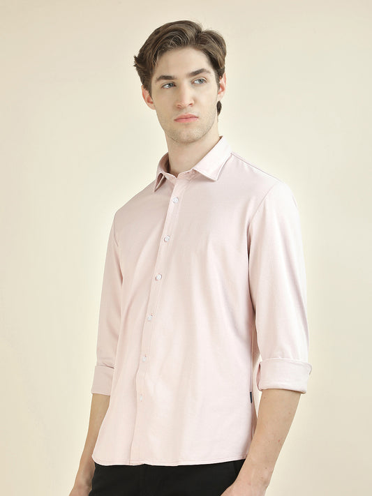 Casual Shirt for Men l Breathable & Soft with Color Fastness Slim Fit Polyester Fabric Self Design Pattern
