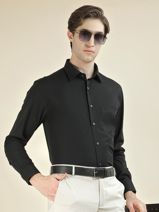 Formal Shirt for Men l Breathable & Soft with Color Fastness Regular Fit Cotton Blend Fabric Solid Pattern