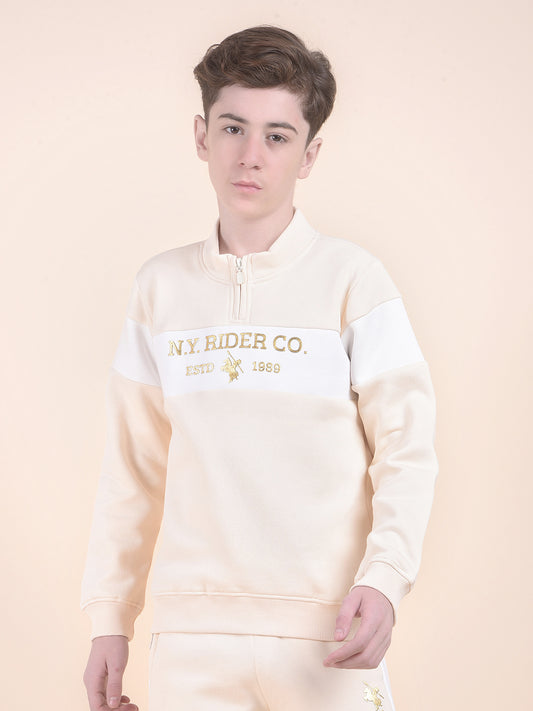 Casual Sweatshirt for Boys l Breathable & Soft with Color Fastness Regular Fit Mock Neck Fleece Fabric Printed Pattern